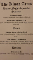 Kings Arms Inn East Stour menu