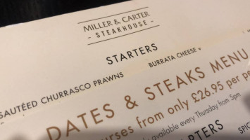 Miller And Carter Cheshire menu
