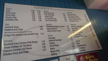 Gerry's Chip Shop menu