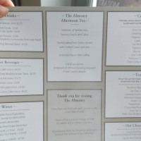 The Almonry Tea Rooms menu