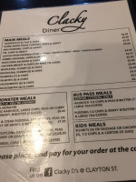 Clacky Diner menu