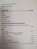 Solway Lodge Resturant menu