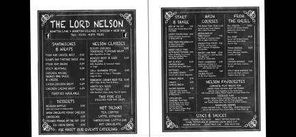 Lord Nelson Inn menu