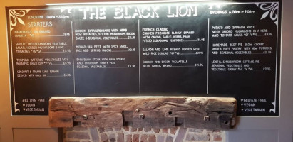 The Black Lion, Lynsted menu