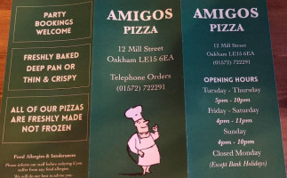 Amigos Pizza Oakham menu