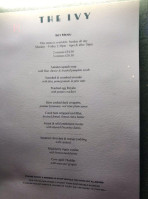 The Ivy menu