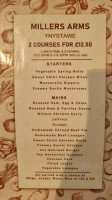 The Millers Arms menu