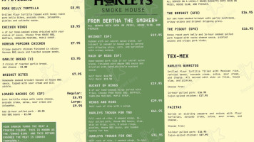 Harleys Smoke House menu