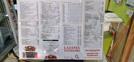 Lazania Tandoori menu