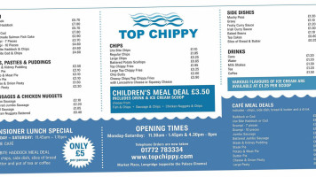 Tony's Top Chippy menu
