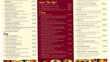 The Bangkok Thai Takeaway menu