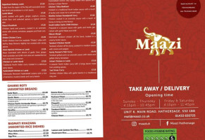 Maazi Indian menu