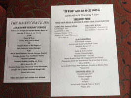 The Haxey Gate Inn menu