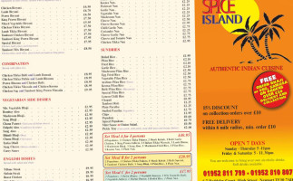 Spice Island menu