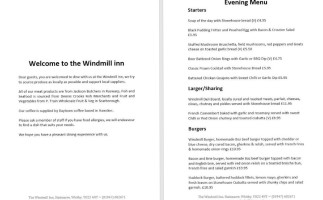 The Windmill Inn menu