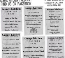 Gumps Kitchen menu