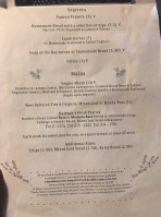 Chester Arms menu