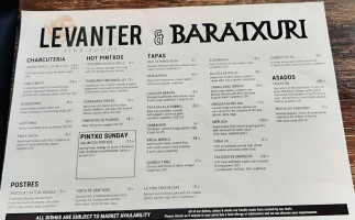 Baratxuri menu