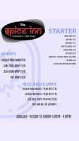 The Spice Inn menu