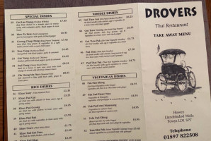 Drovers' Thai menu