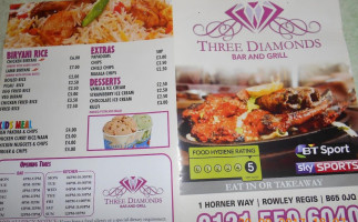 Three Diamonds And Grill- Rowley Regis menu