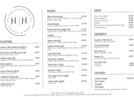 Hilton House menu