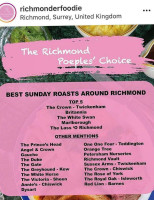 The Britannia Richmond menu