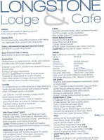 Longstone Lodge And Cafe menu