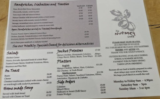 The Nutmeg Cafe menu