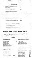 Bridge Farm Coffee House Cafe menu