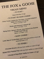 The Fox And Goose menu