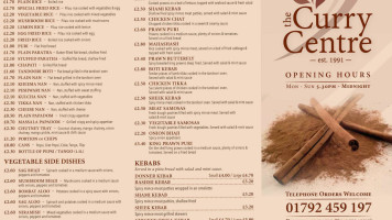The Curry Centre menu
