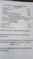 The Old Barn Tea Room menu