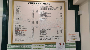Chubby's Chippy menu