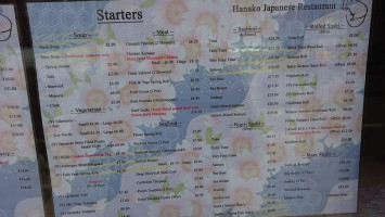 Hanako Japanese menu