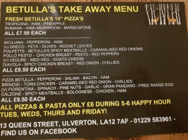 Betulla's menu