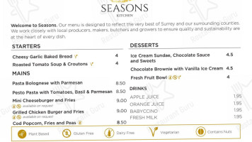 Seasons Kitchen menu
