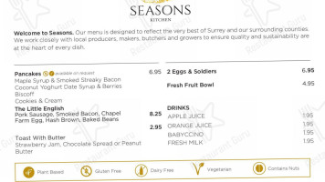 Seasons Kitchen menu