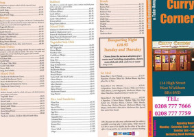 Curry Corner menu