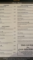 The Red Cow menu