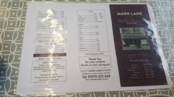 Mark Lane Bakery Cafe menu