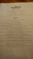 The Blenheim menu