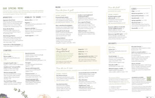 Kings Arms Prestbury menu