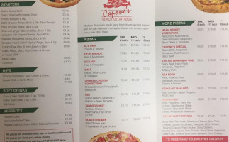 Capone's Pizza Parlour menu