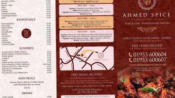 Ahmed Spice menu