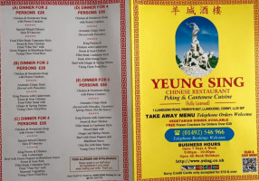 Yeung Sing Chinese menu