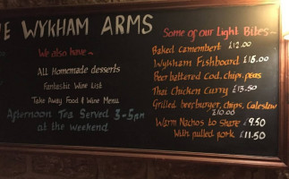 Wykham Arms menu