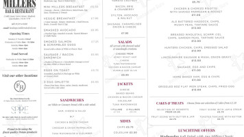 Millers Bar And Restaurant menu