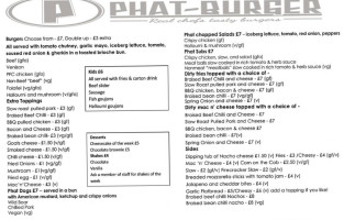 Phat Burger menu