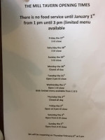 The Mill Tavern menu